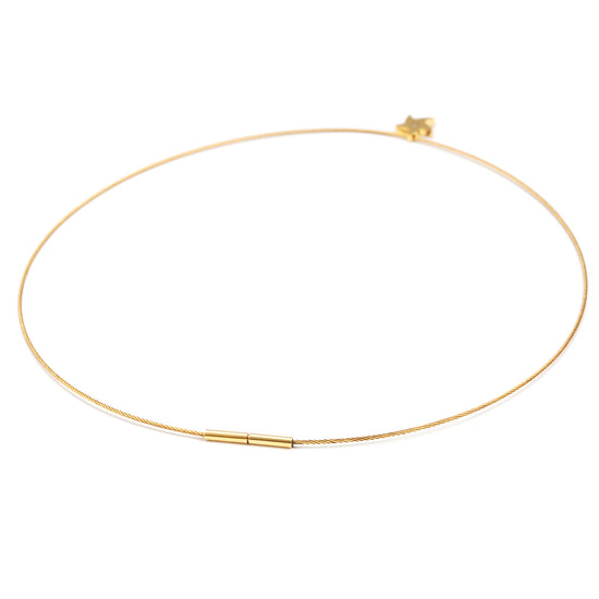 Cable high polished pentagram necklace-NSSN617ST