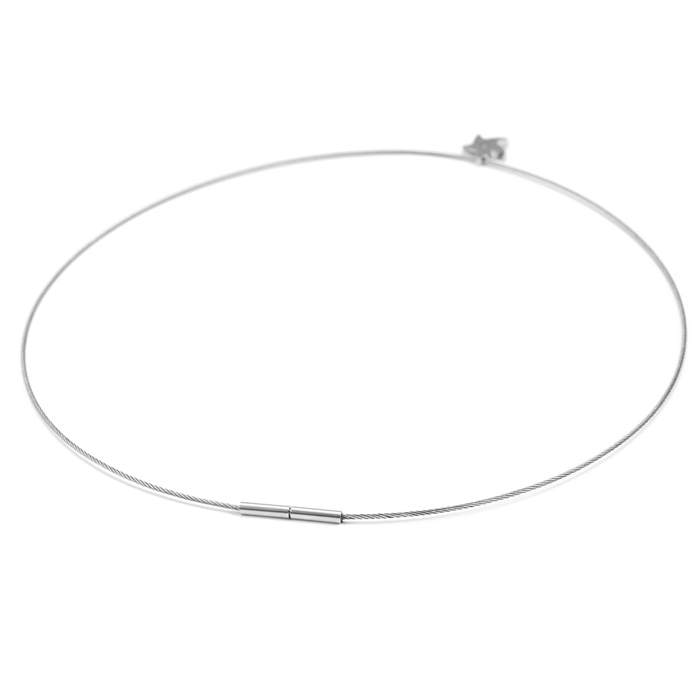Cable high polished pentagram necklace-NSSN617ST