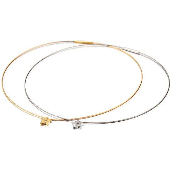 Cable high polished pentagram necklace-NSSN617ST