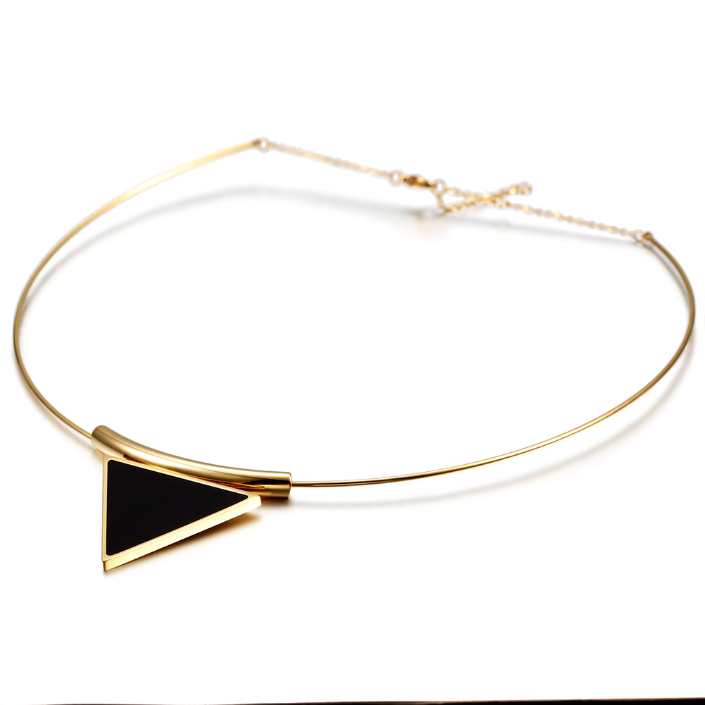 Triangle black high polished necklace-NSSN622ST