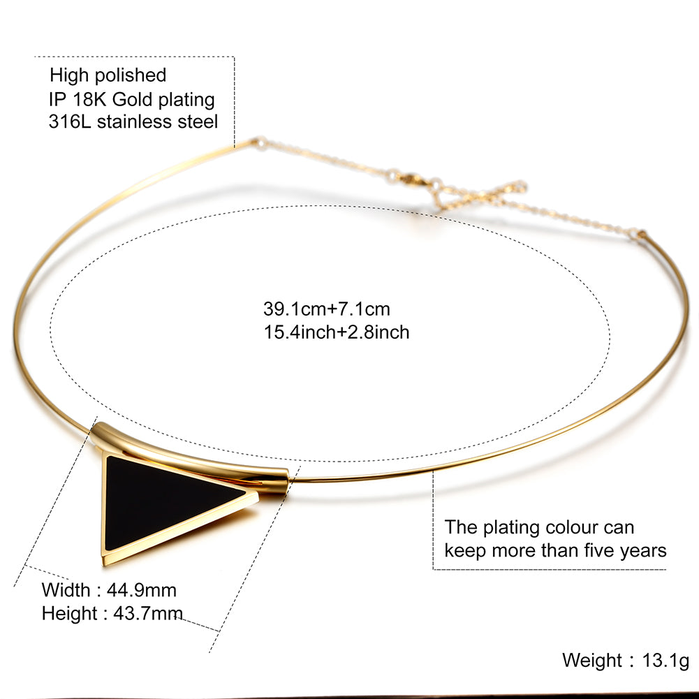 Triangle black high polished necklace-NSSN622ST