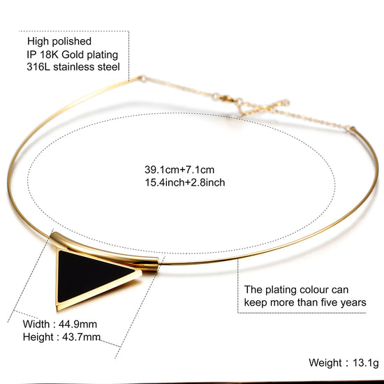 Triangle black high polished necklace-NSSN622ST