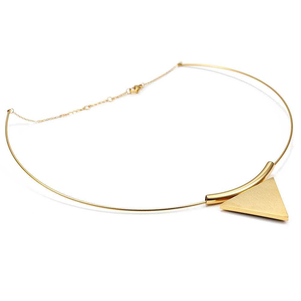 Triangle black high polished necklace-NSSN622ST