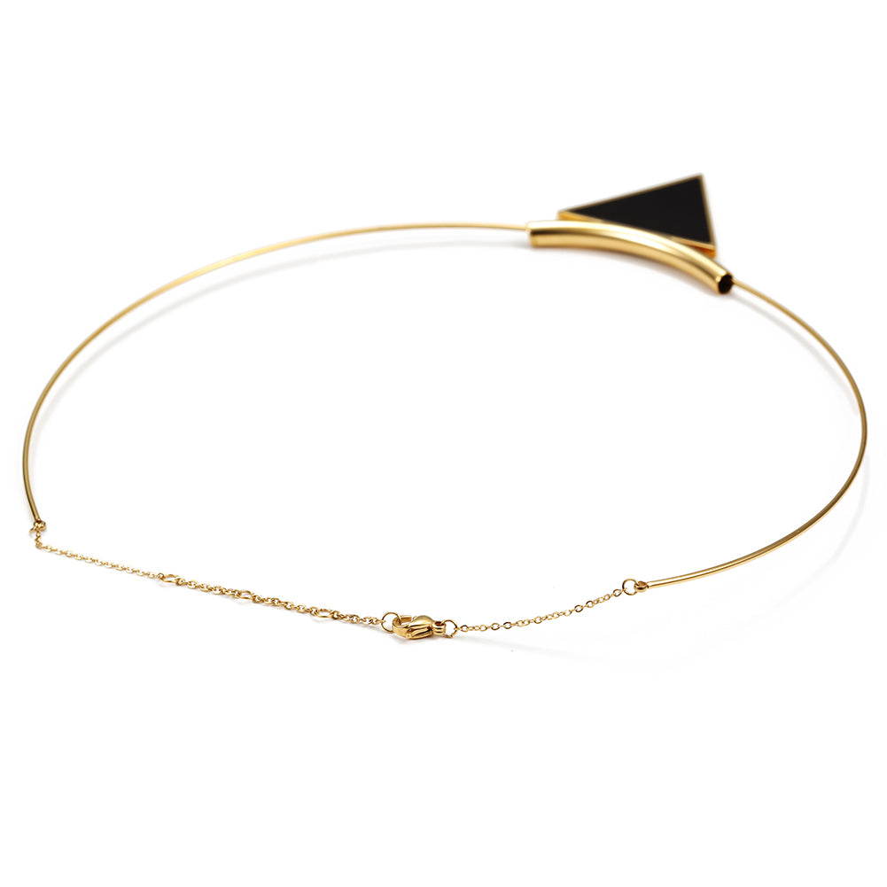 Triangle black high polished necklace-NSSN622ST