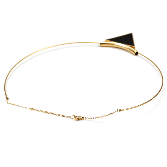 Triangle black high polished necklace-NSSN622ST