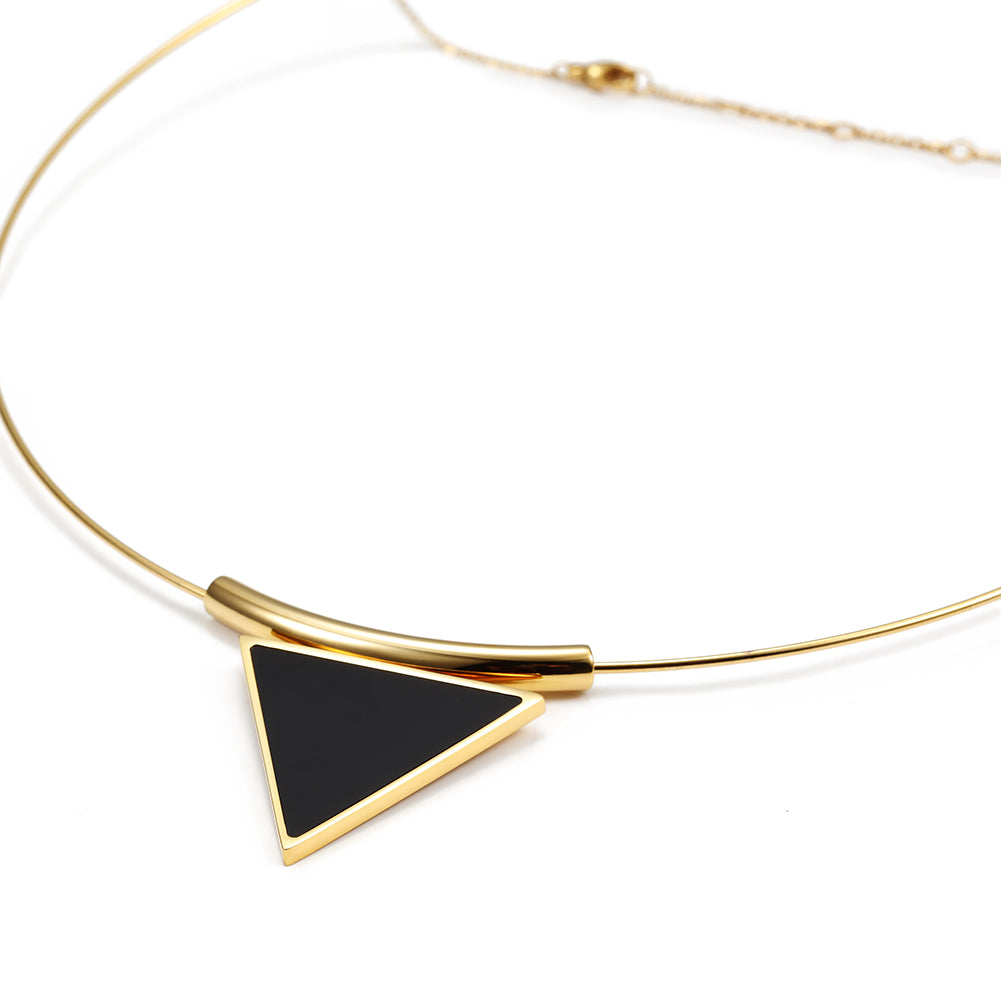 Triangle black high polished necklace-NSSN622ST
