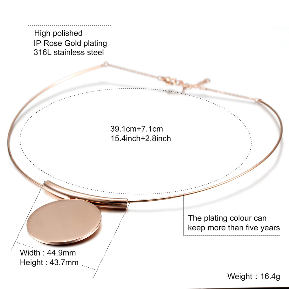 Rose gold round necklace-NSSN623ST