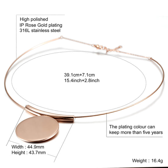 Rose gold round necklace-NSSN623ST