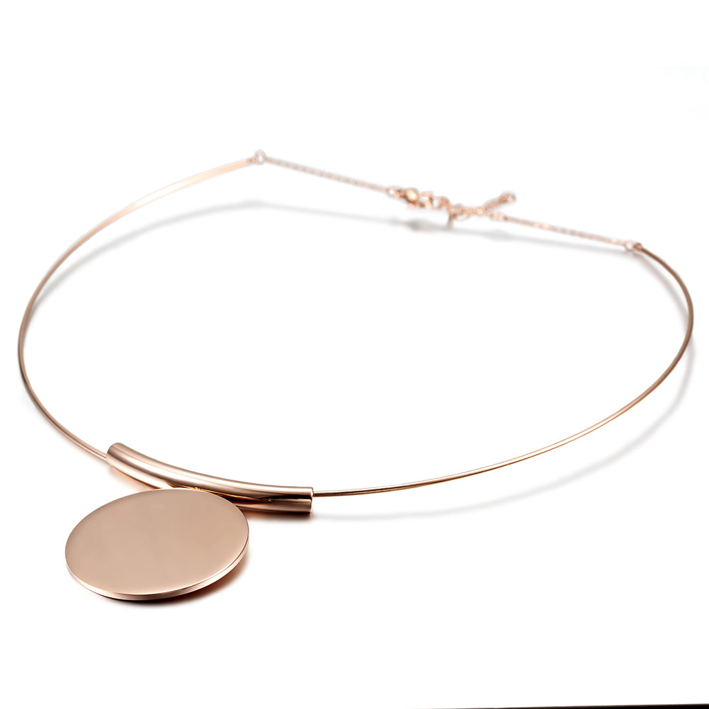 Rose gold round necklace-NSSN623ST