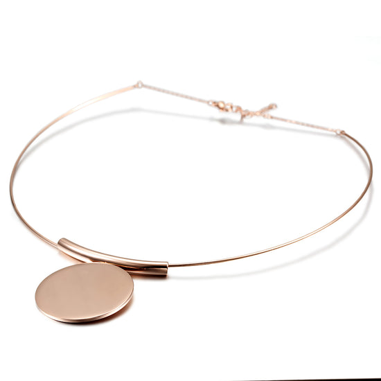 Rose gold round necklace-NSSN623ST