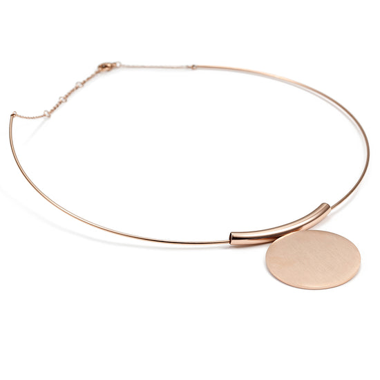 Rose gold round necklace-NSSN623ST