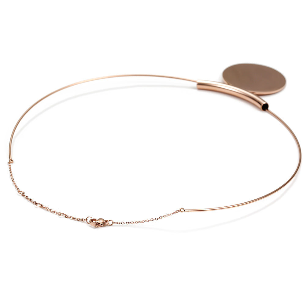Rose gold round necklace-NSSN623ST