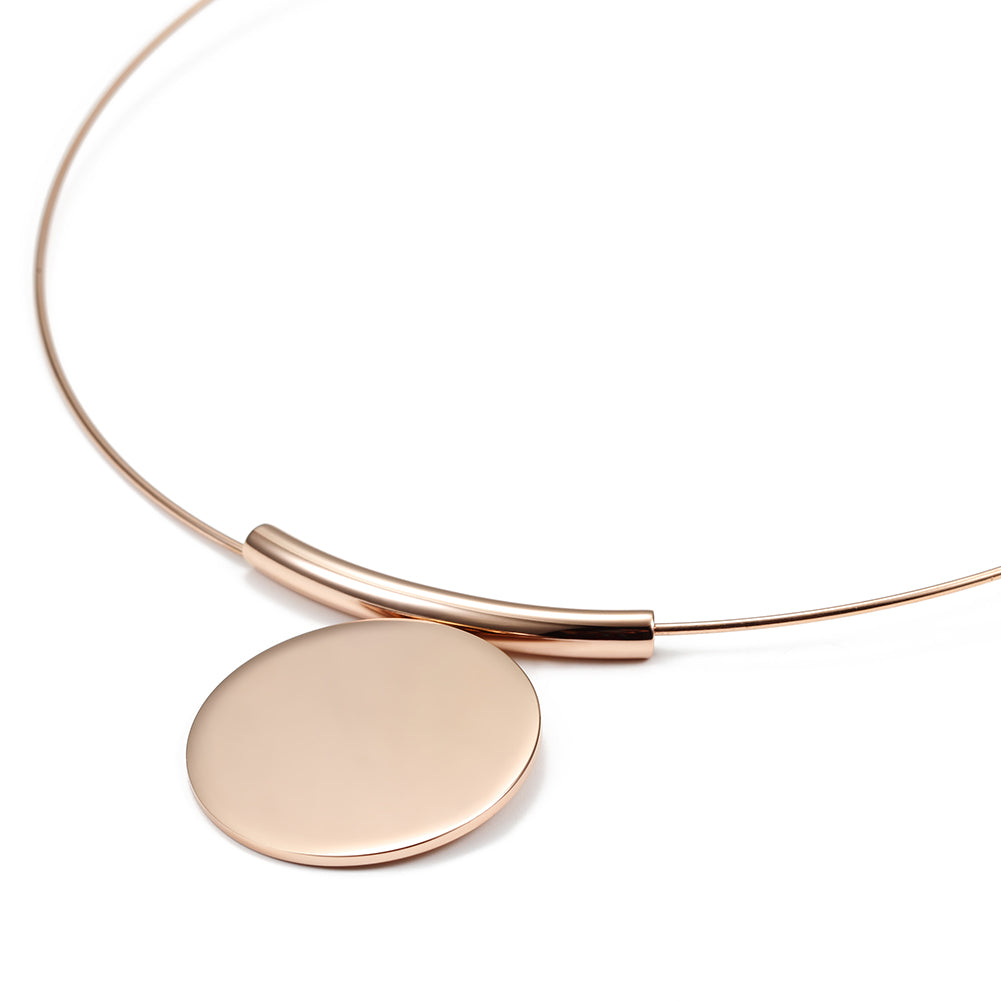 Rose gold round necklace-NSSN623ST