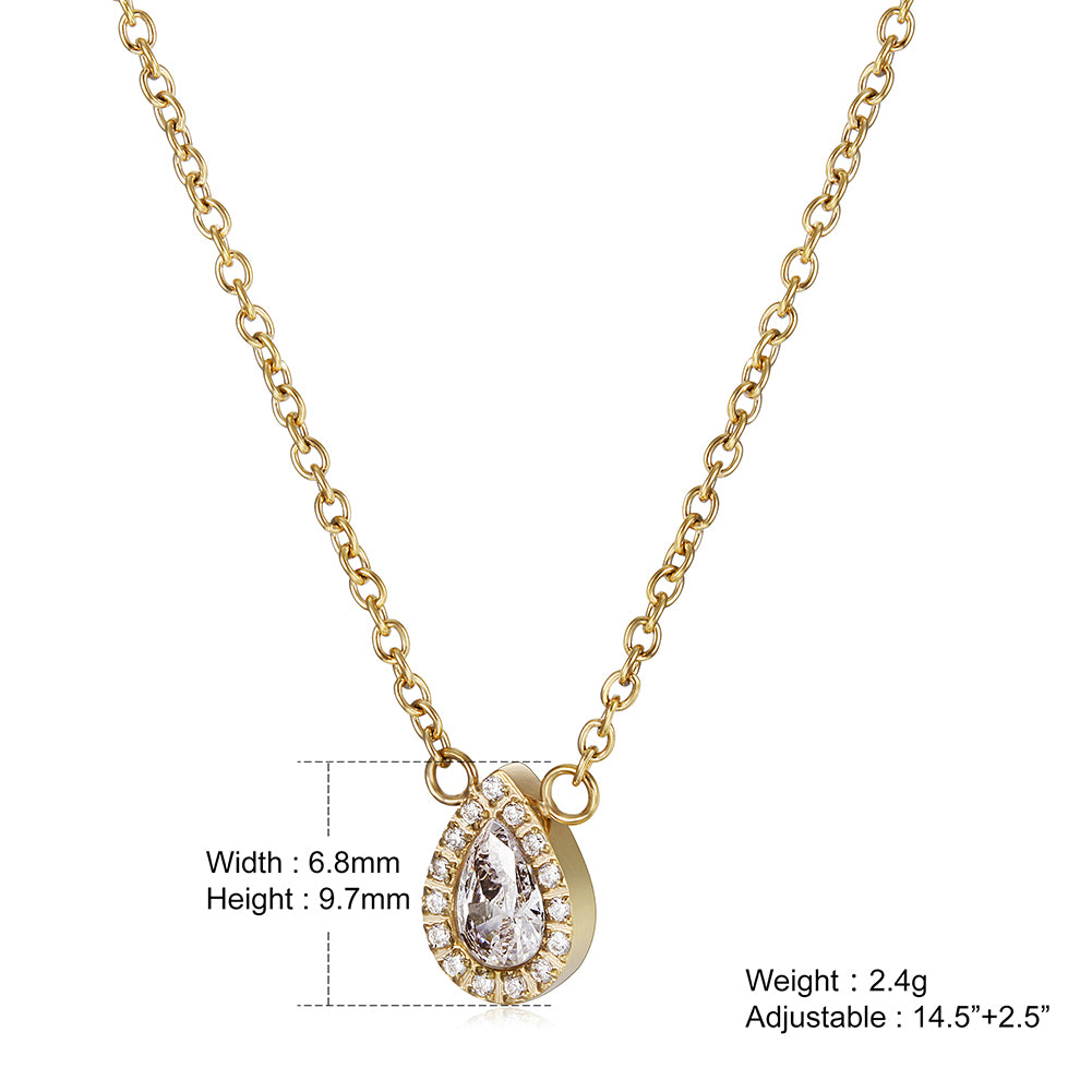 Waterdrop Full Diamond Necklace-NSSN635ST