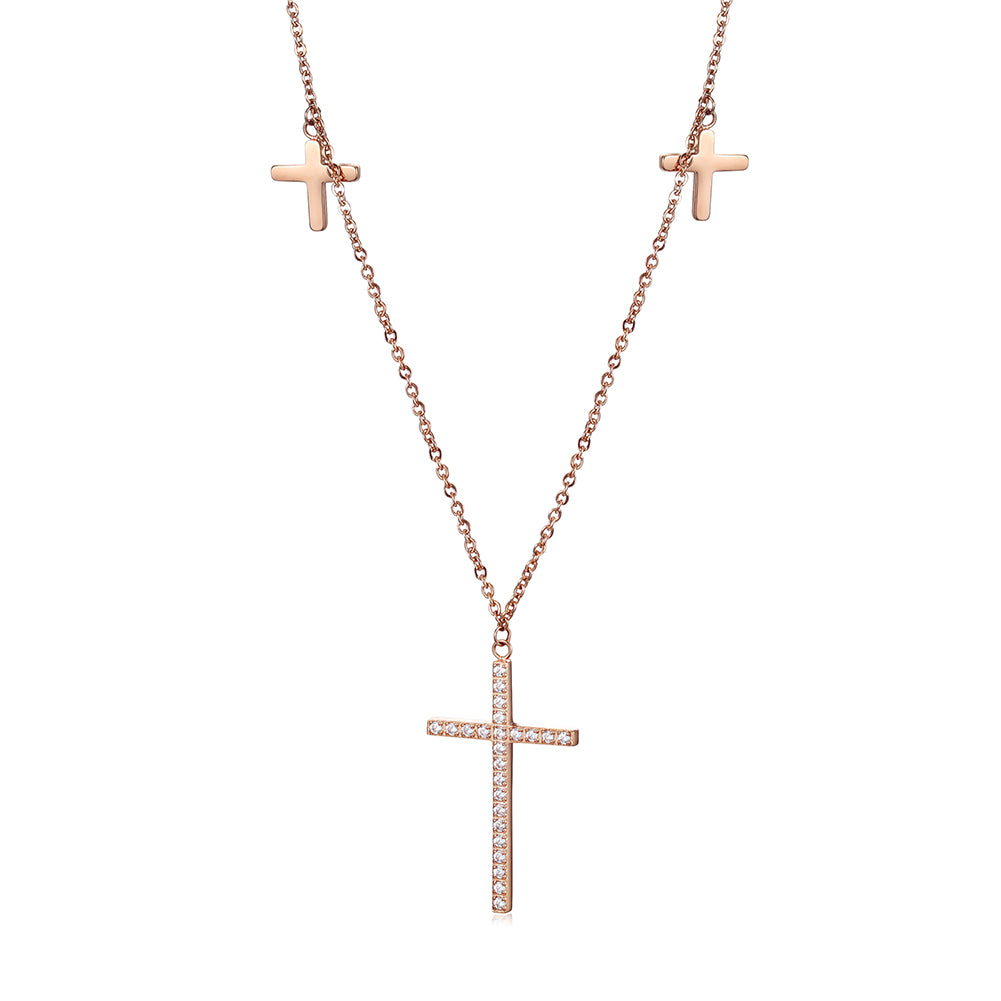 Cross zircon necklace-NSSN636ST