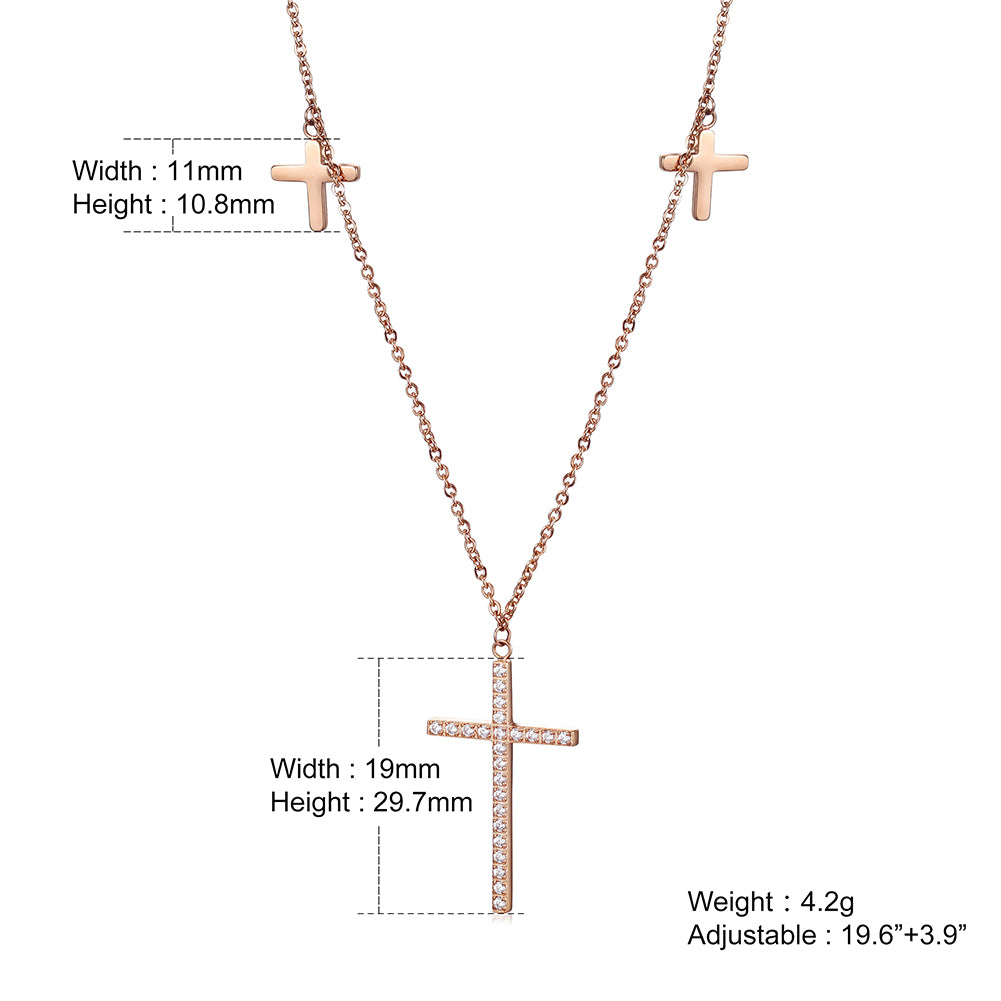 Cross zircon necklace-NSSN636ST