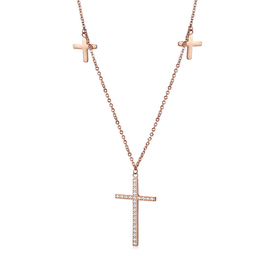 Cross zircon necklace-NSSN636ST