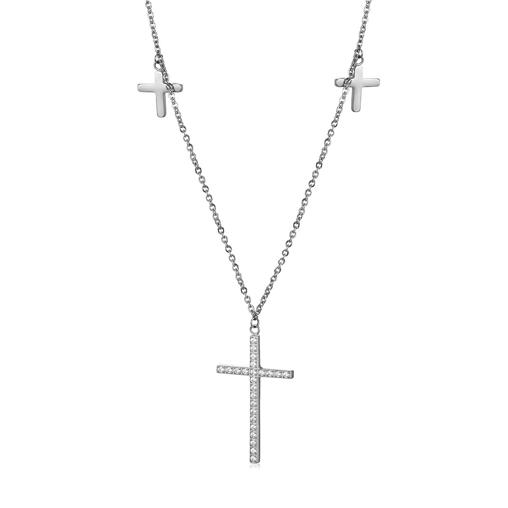 Cross zircon necklace-NSSN636ST
