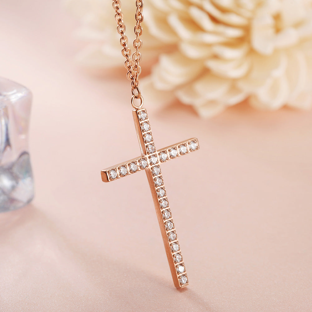 Cross zircon necklace-NSSN636ST