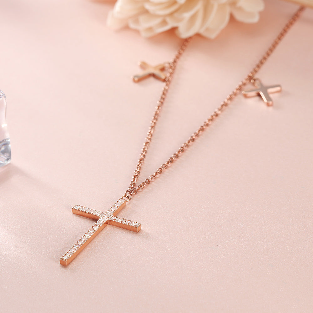 Cross zircon necklace-NSSN636ST