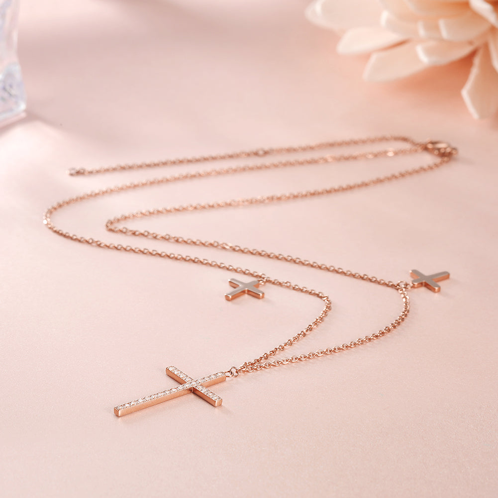 Cross zircon necklace-NSSN636ST