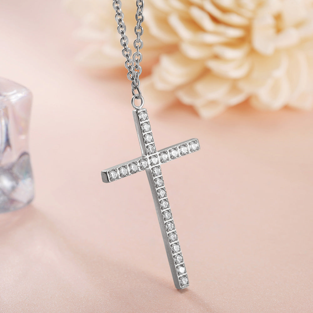Cross zircon necklace-NSSN636ST