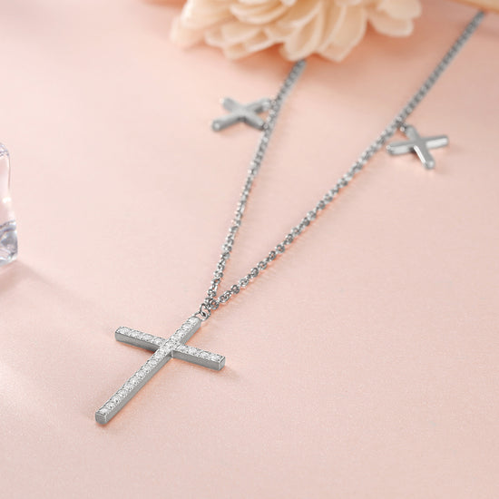 Cross zircon necklace-NSSN636ST