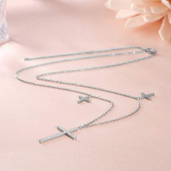 Cross zircon necklace-NSSN636ST