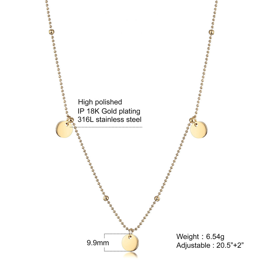 Stainless steel sequin necklace-NSSN637ST