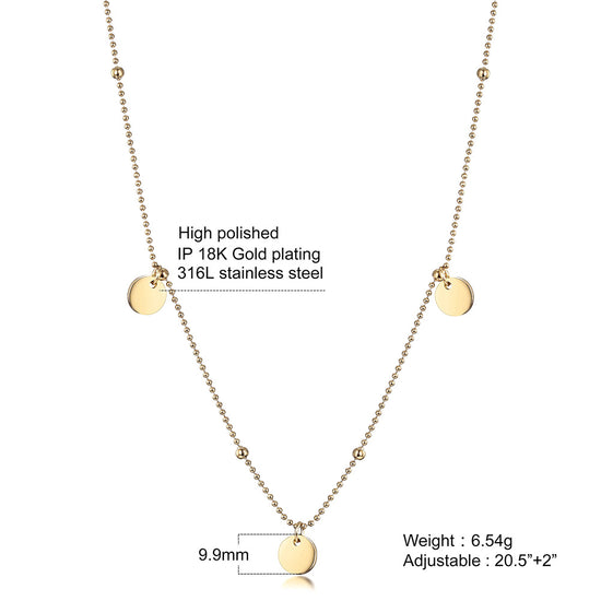 Stainless steel sequin necklace-NSSN637ST