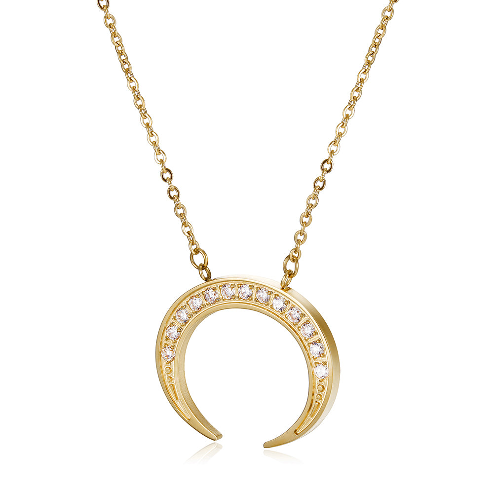 Moon Full Diamond Necklace-NSSN639ST