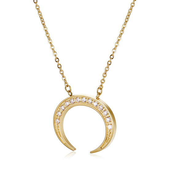 Moon Full Diamond Necklace-NSSN639ST