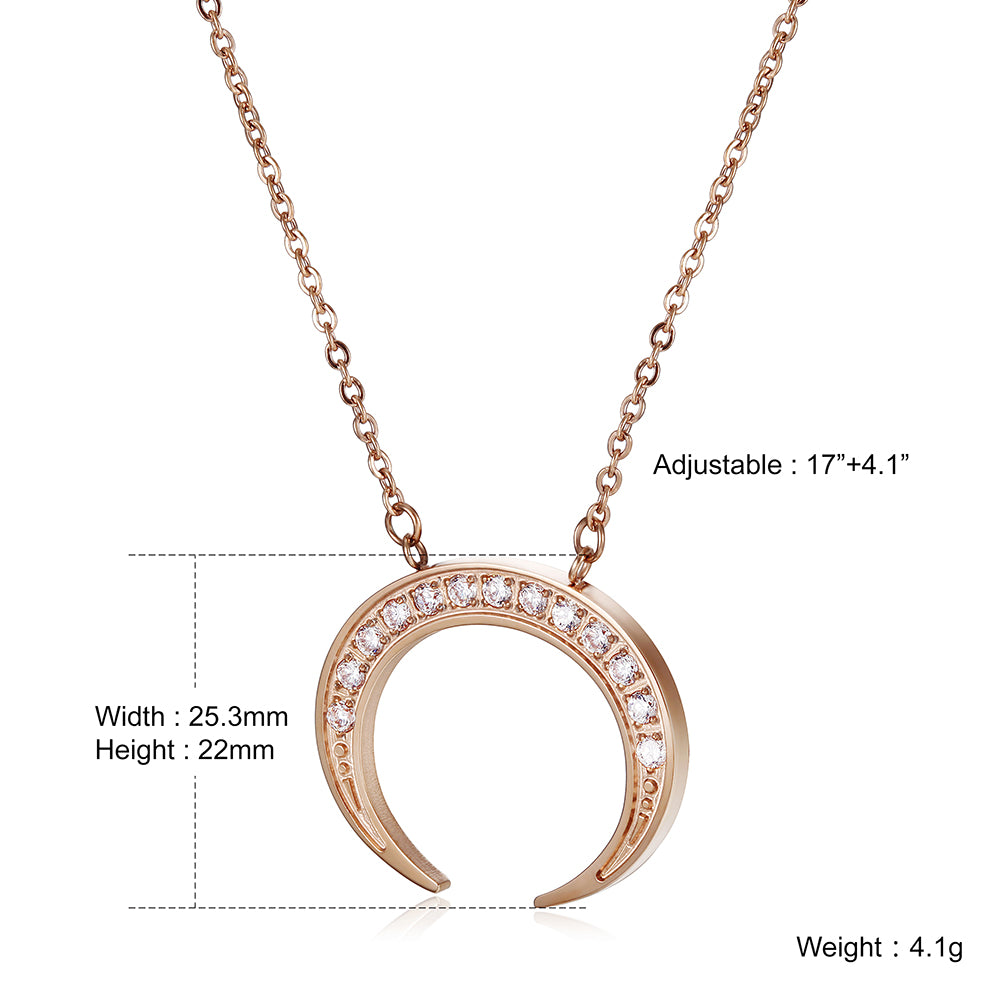 Moon Full Diamond Necklace-NSSN639ST