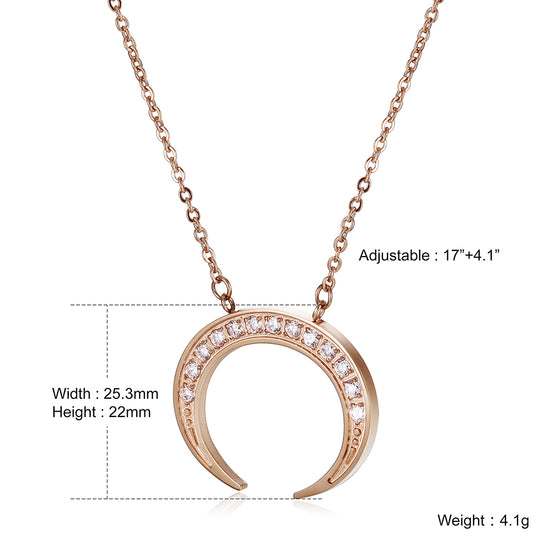 Moon Full Diamond Necklace-NSSN639ST