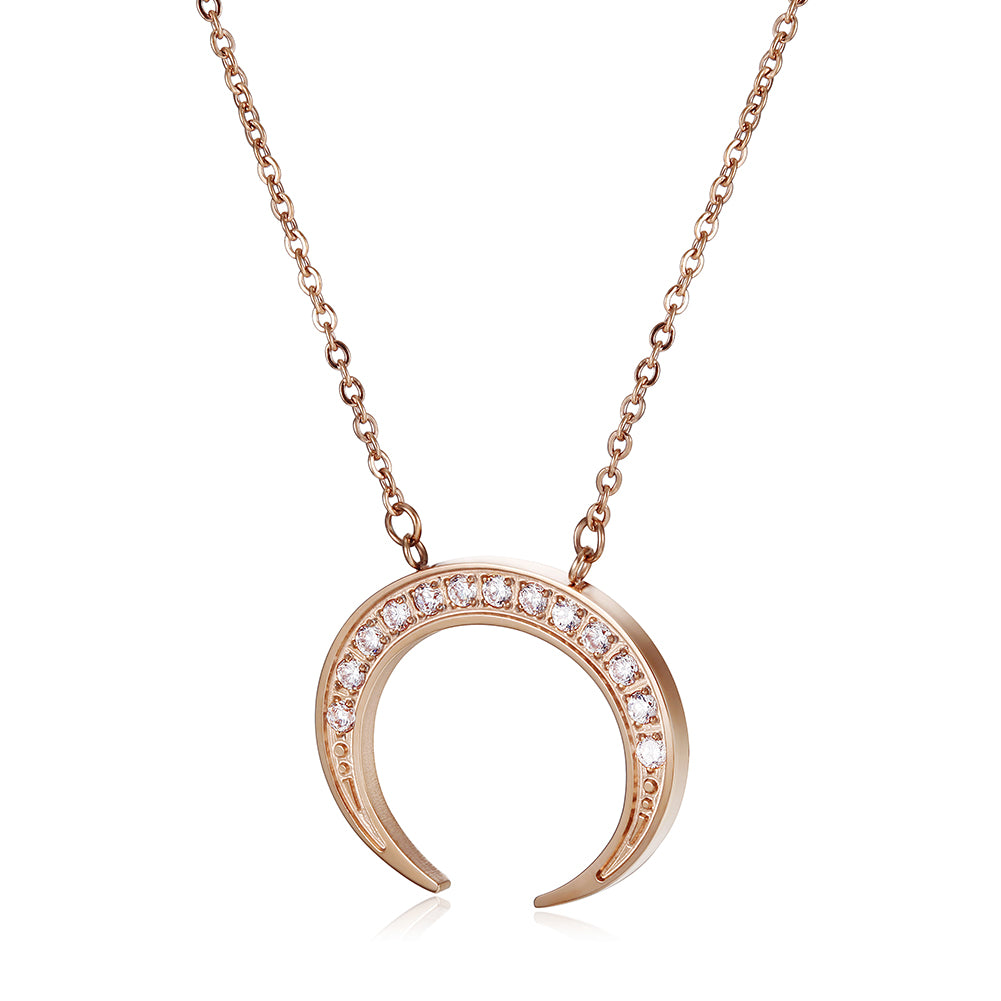 Moon Full Diamond Necklace-NSSN639ST