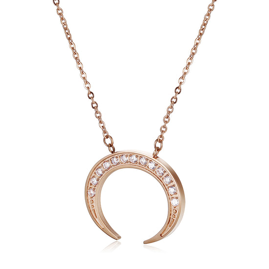 Moon Full Diamond Necklace-NSSN639ST