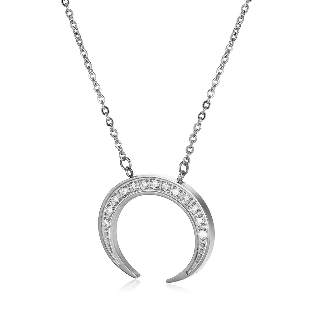 Moon Full Diamond Necklace-NSSN639ST