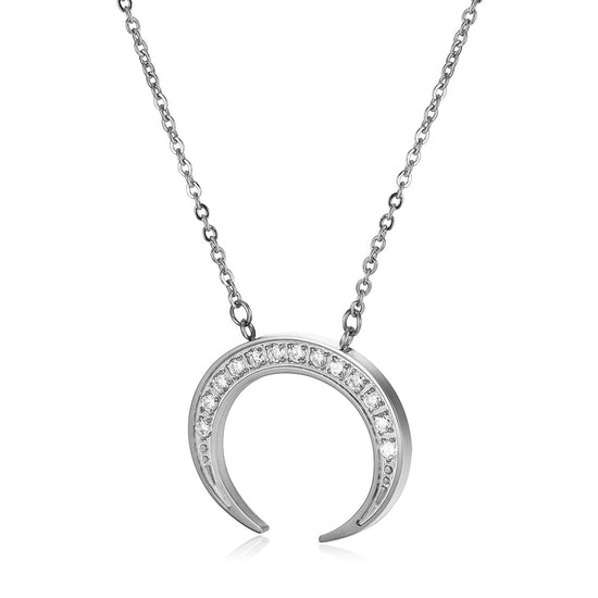 Moon Full Diamond Necklace-NSSN639ST