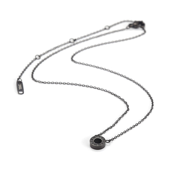 Round digital black gemstone necklace-NSSN642STBK