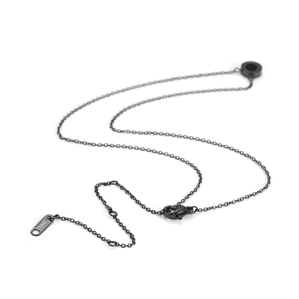 Round digital black gemstone necklace-NSSN642STBK