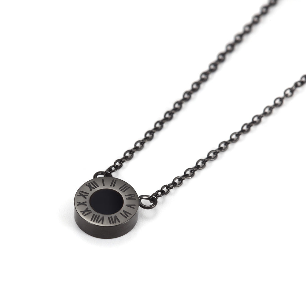 Round digital black gemstone necklace-NSSN642STBK