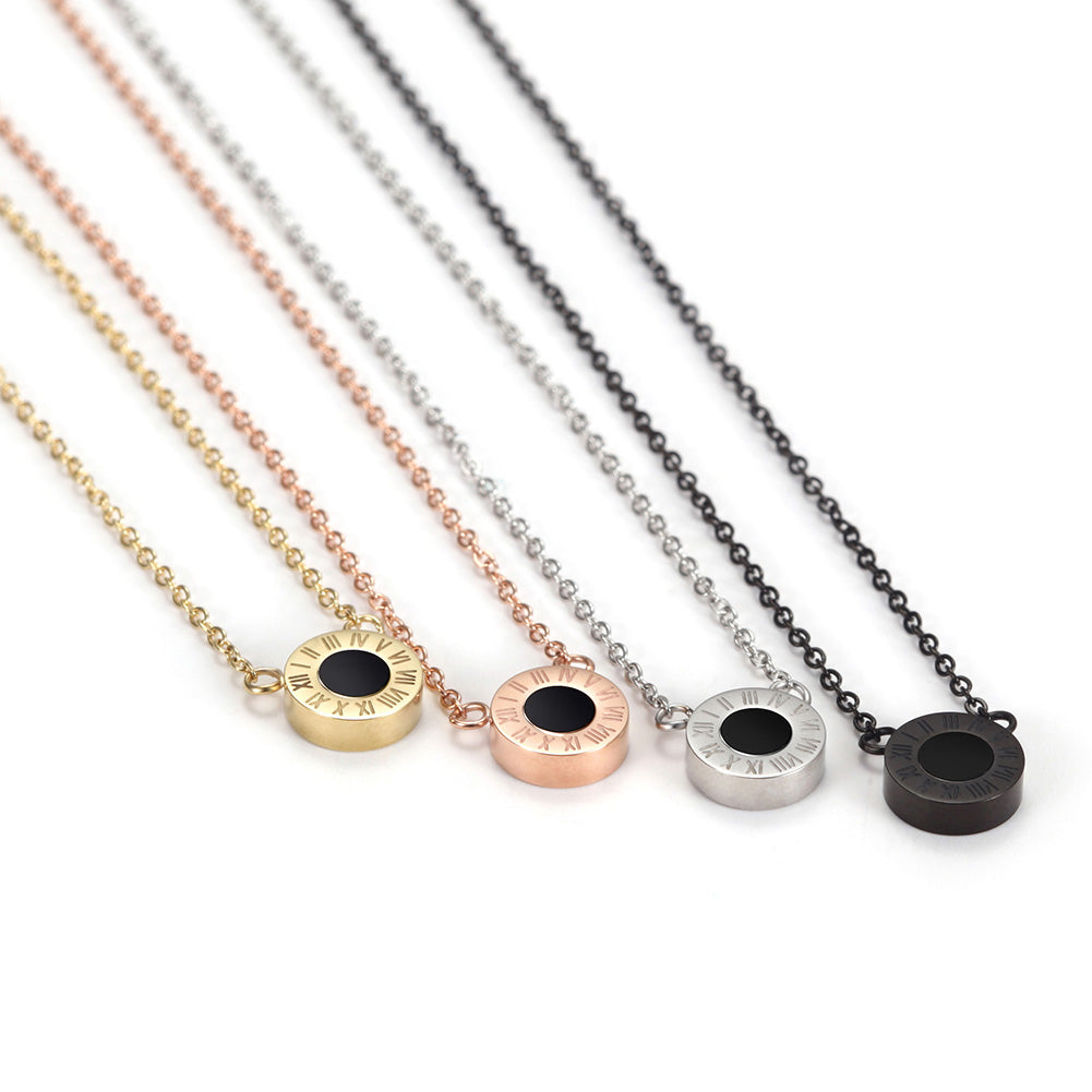 Round digital black gemstone necklace-NSSN642STBK