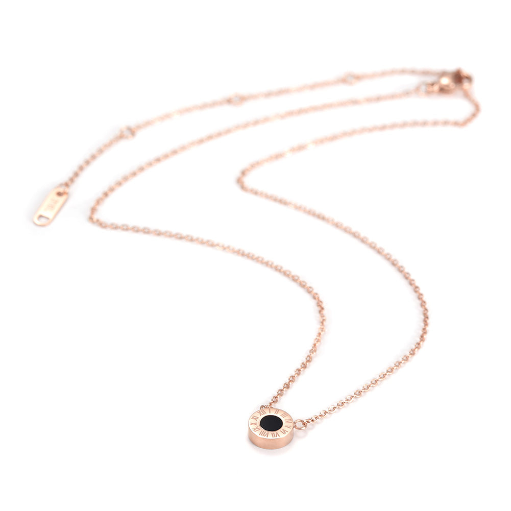 Round digital black gemstone necklace-NSSN642STBK