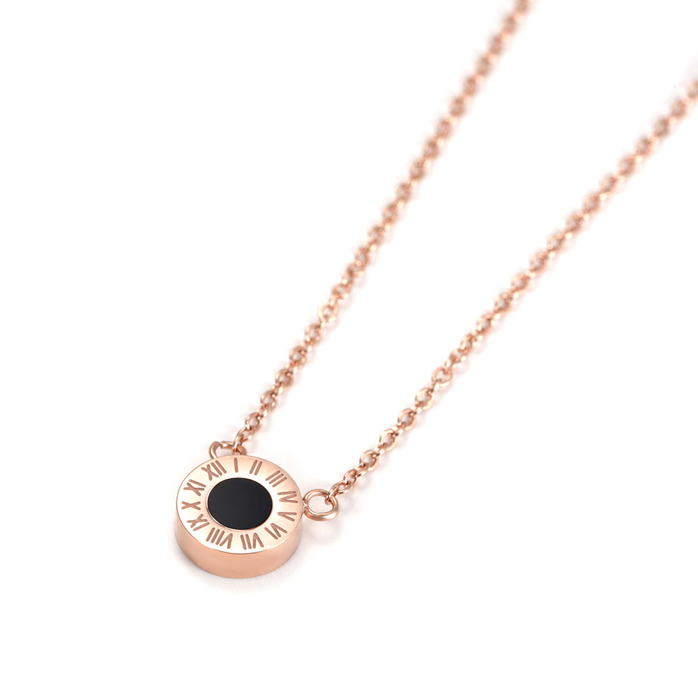 Round digital black gemstone necklace-NSSN642STBK