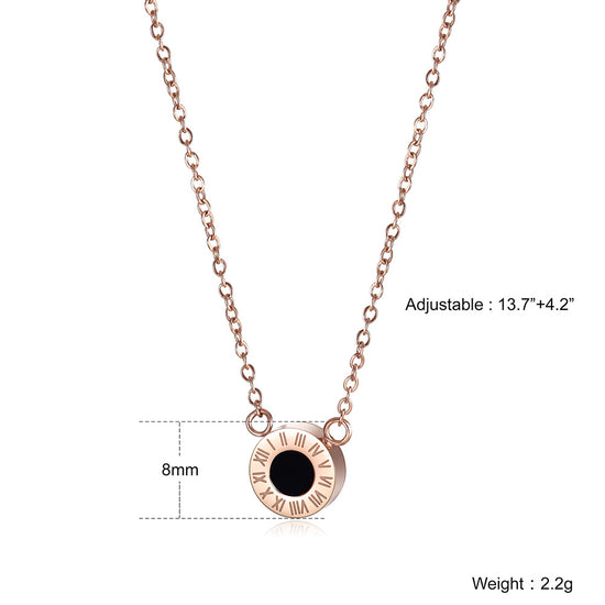 Round digital black gemstone necklace-NSSN642STBK