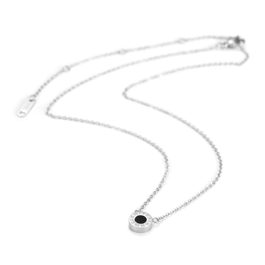 Round digital black gemstone necklace-NSSN642STBK