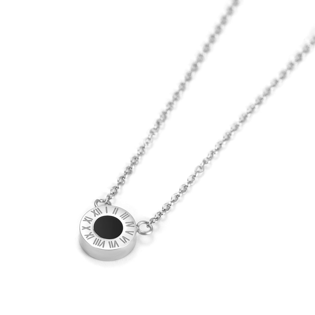 Round digital black gemstone necklace-NSSN642STBK