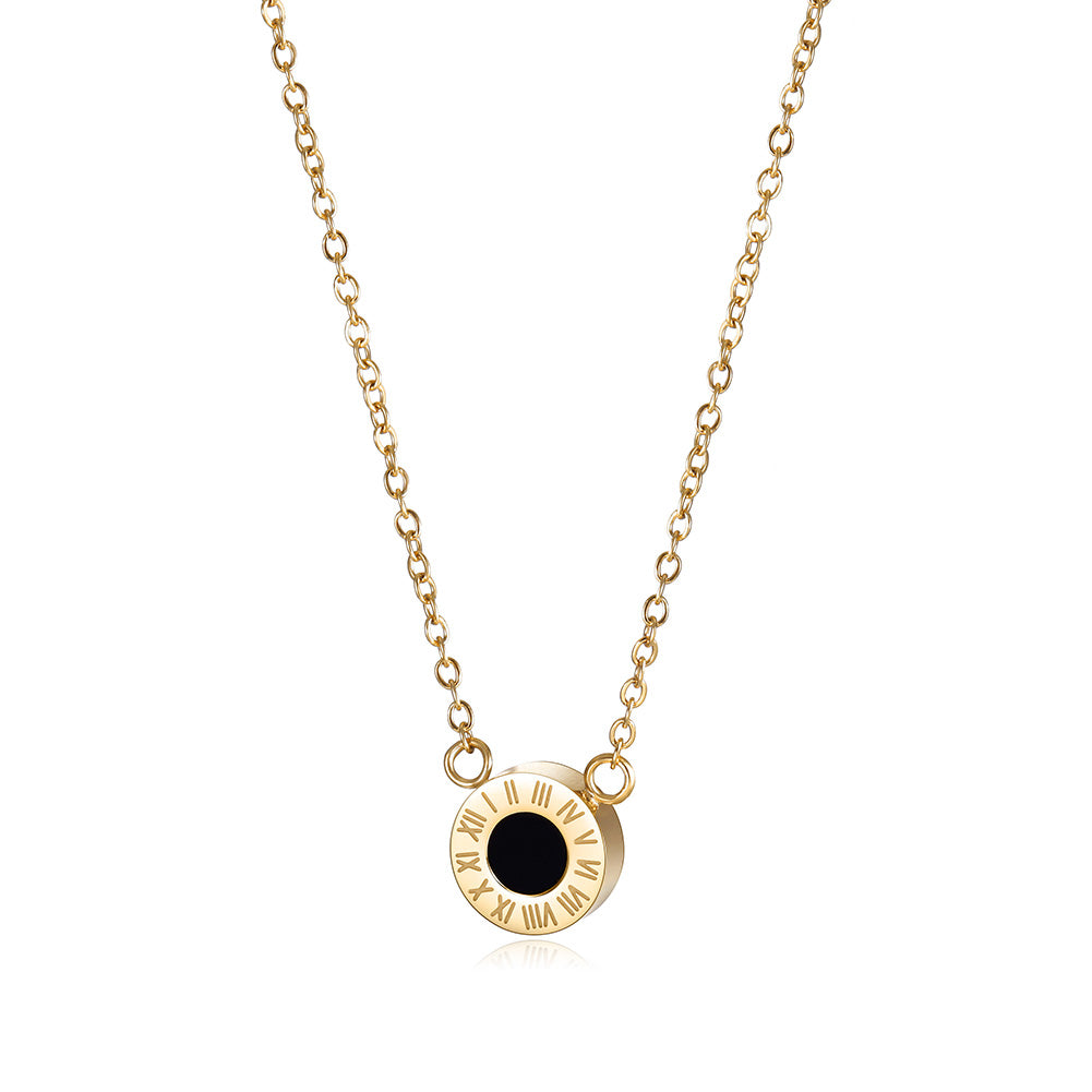 Round digital black gemstone necklace-NSSN642STBK