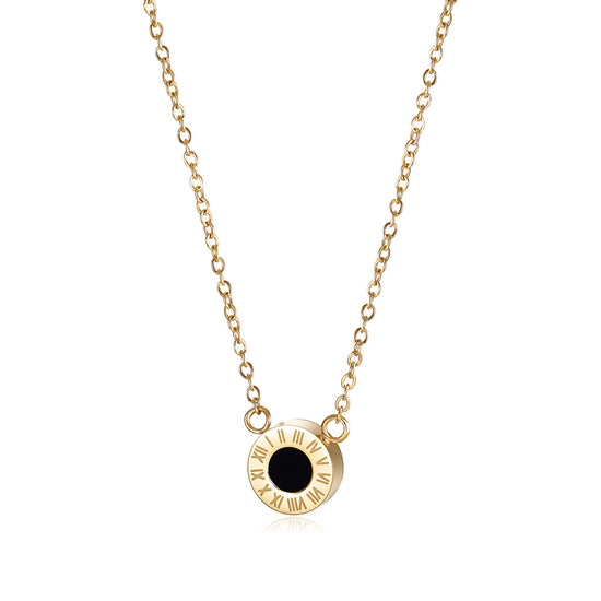 Round digital black gemstone necklace-NSSN642STBK