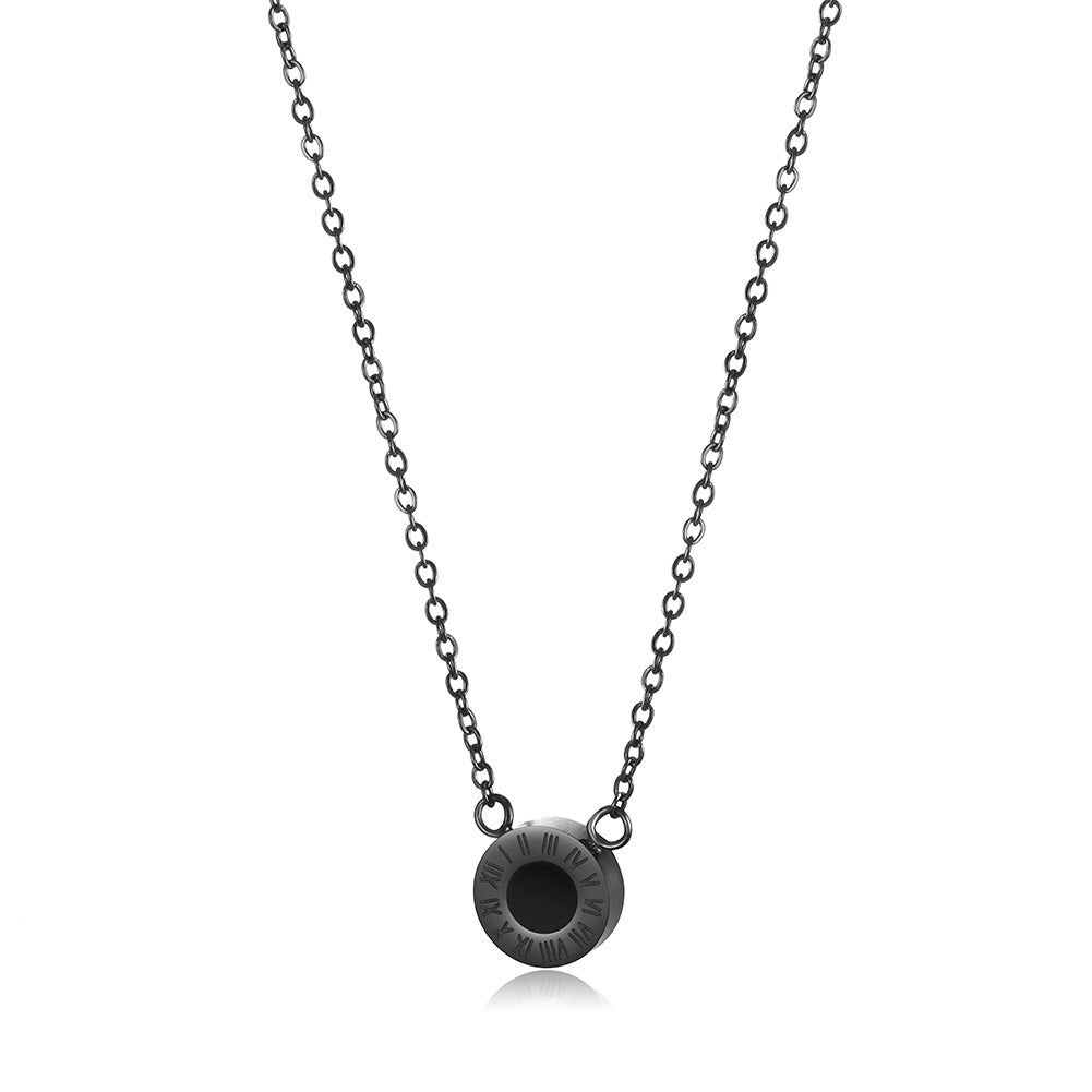 Round digital black gemstone necklace-NSSN642STBK